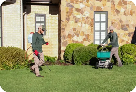 Superior Lawns technicians working on lawn